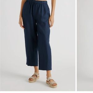 Quince like NEW 100% navy blue linen pants!!
